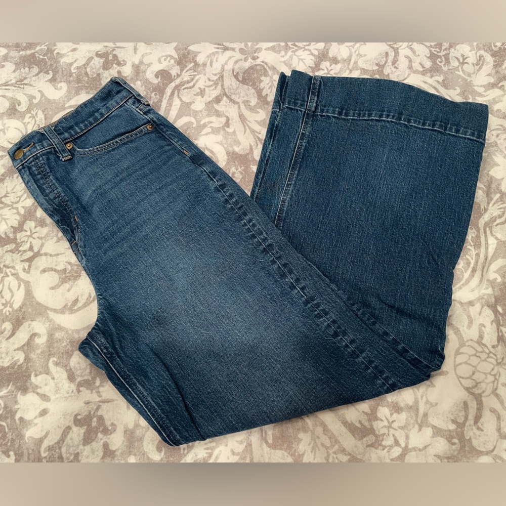 Women’s J Crew Wide Leg Trouser Jeans Dark Wash Size 29